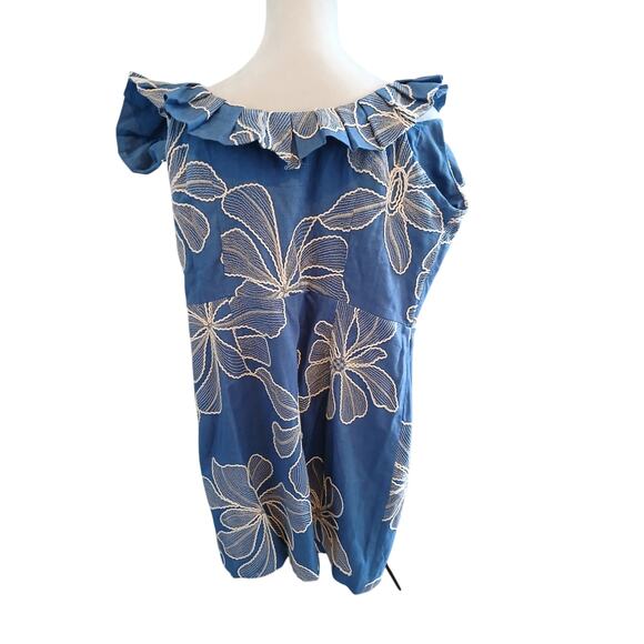 NWT Loft Embroidered Shift dress‎ linen blend sz 12 - Picture 3 of 8